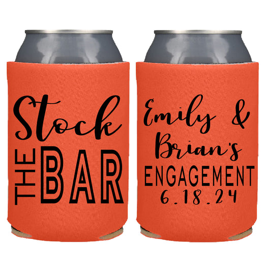 Stock The Bar Engagement Party Favor Screen Printed Can Cooler