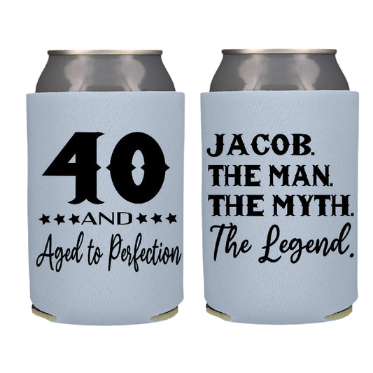 The Man The Myth The Legend Birthday Party Favor Screen Printed Can Cooler