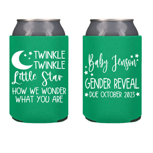 Twinkle Twinkle Little Star Baby Shower Gender Reveal Screen Printed Can Cooler