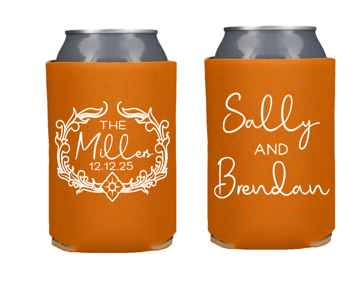 Vintage Wedding Favor Monogram Screen Printed Can Cooler