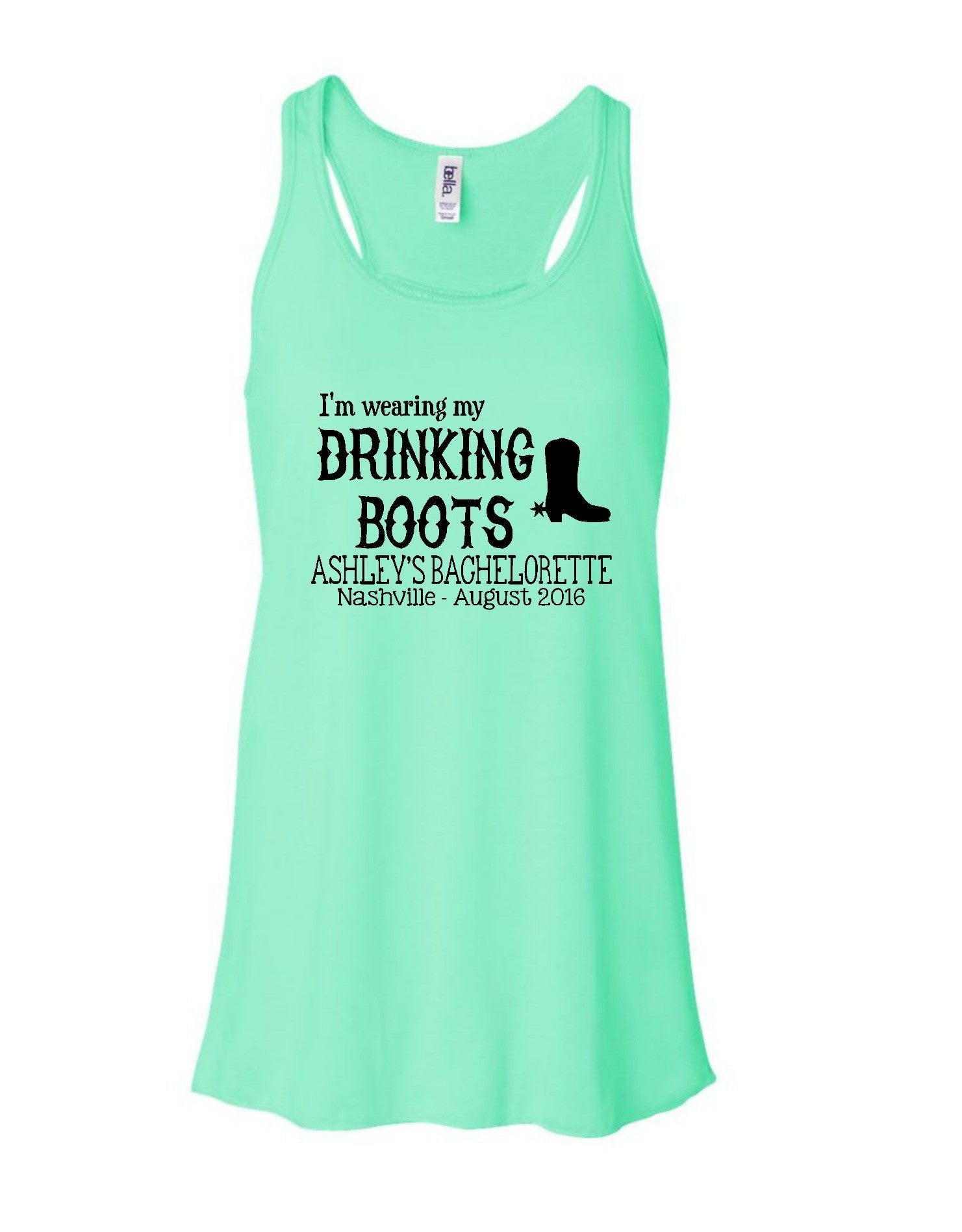 DRINKING BOOTS Bachelorette party Flowy Racerback Tank - Be Vocal Designs