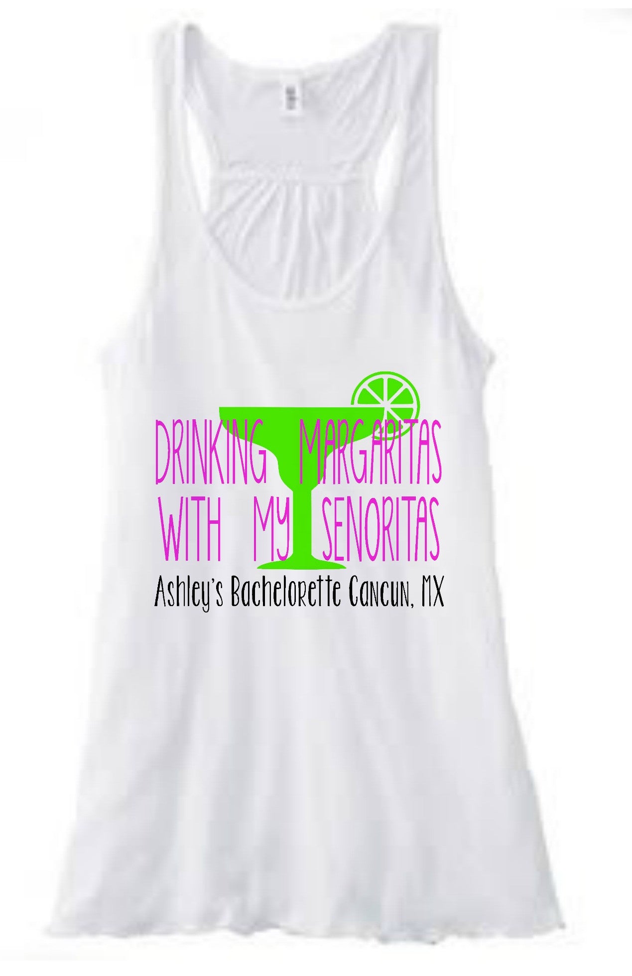 DRINKING MARGARITAS WITH MY SENORITAS Bachelorette Party Flowy Racerback Tank - Be Vocal Designs