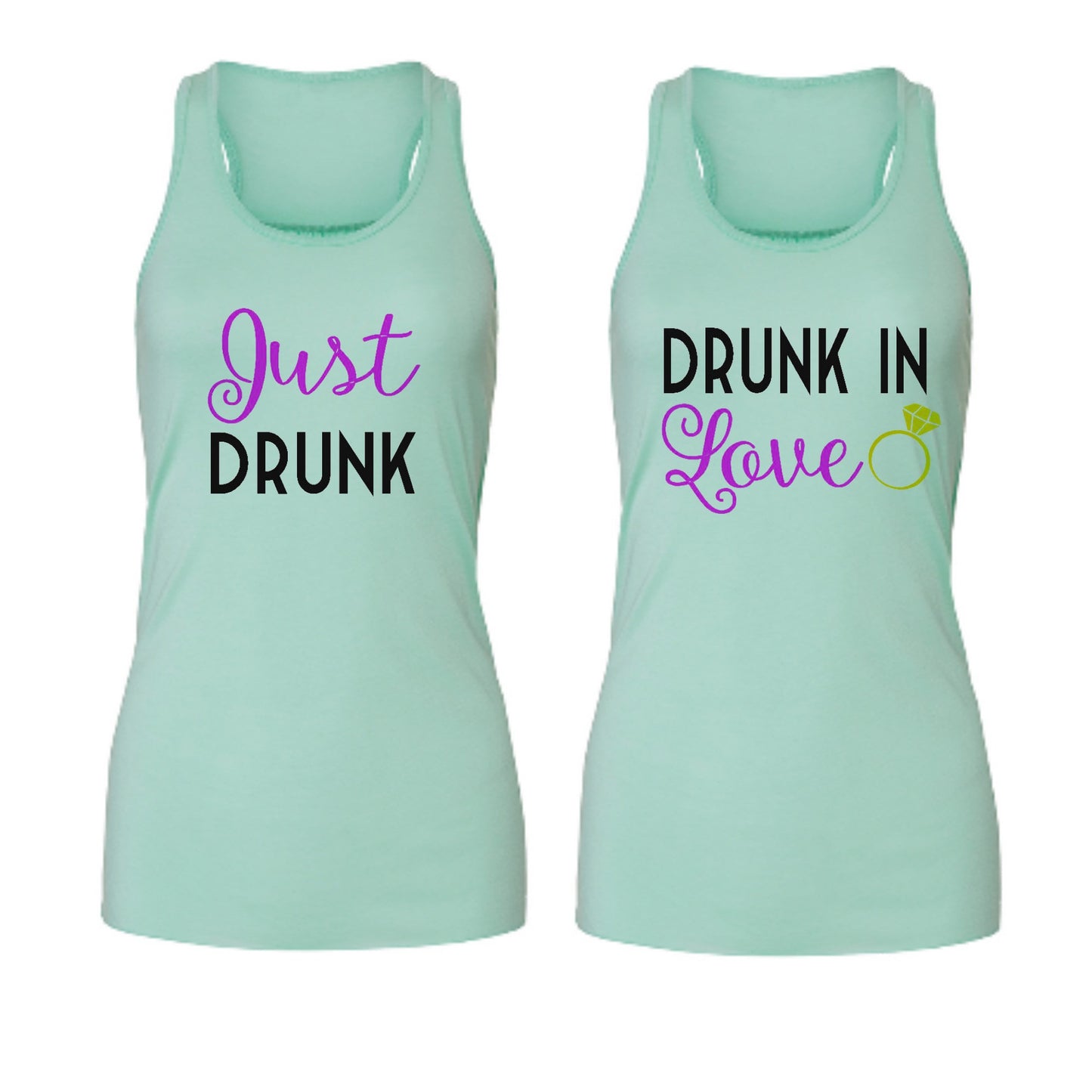 DRUNK IN LOVE and JUST DRUNK Bachelorette Party Racerback Flowy Tank - Be Vocal Designs