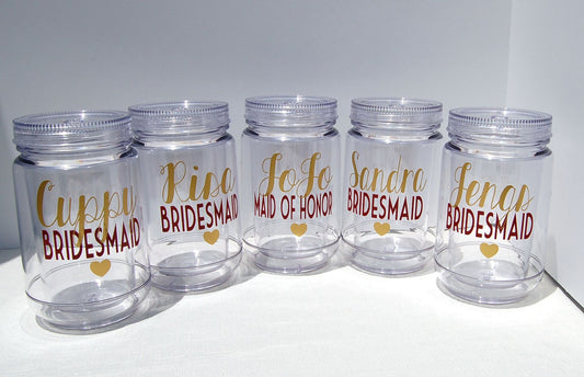 Wedding Party Cups Mason Jar Cup - Be Vocal Designs