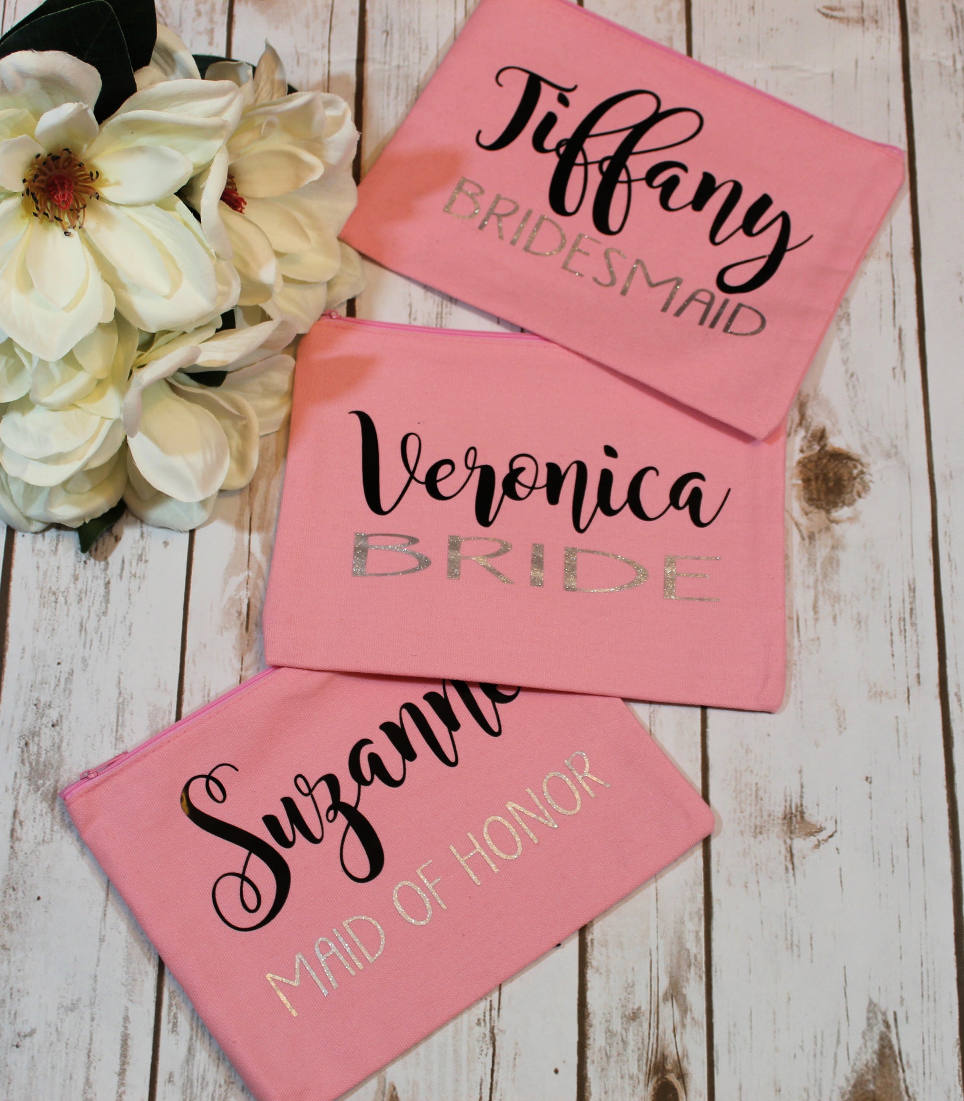 Personalized Bridal Party Cotton Canvas Make Up Bag freeshipping - Be Vocal Designs