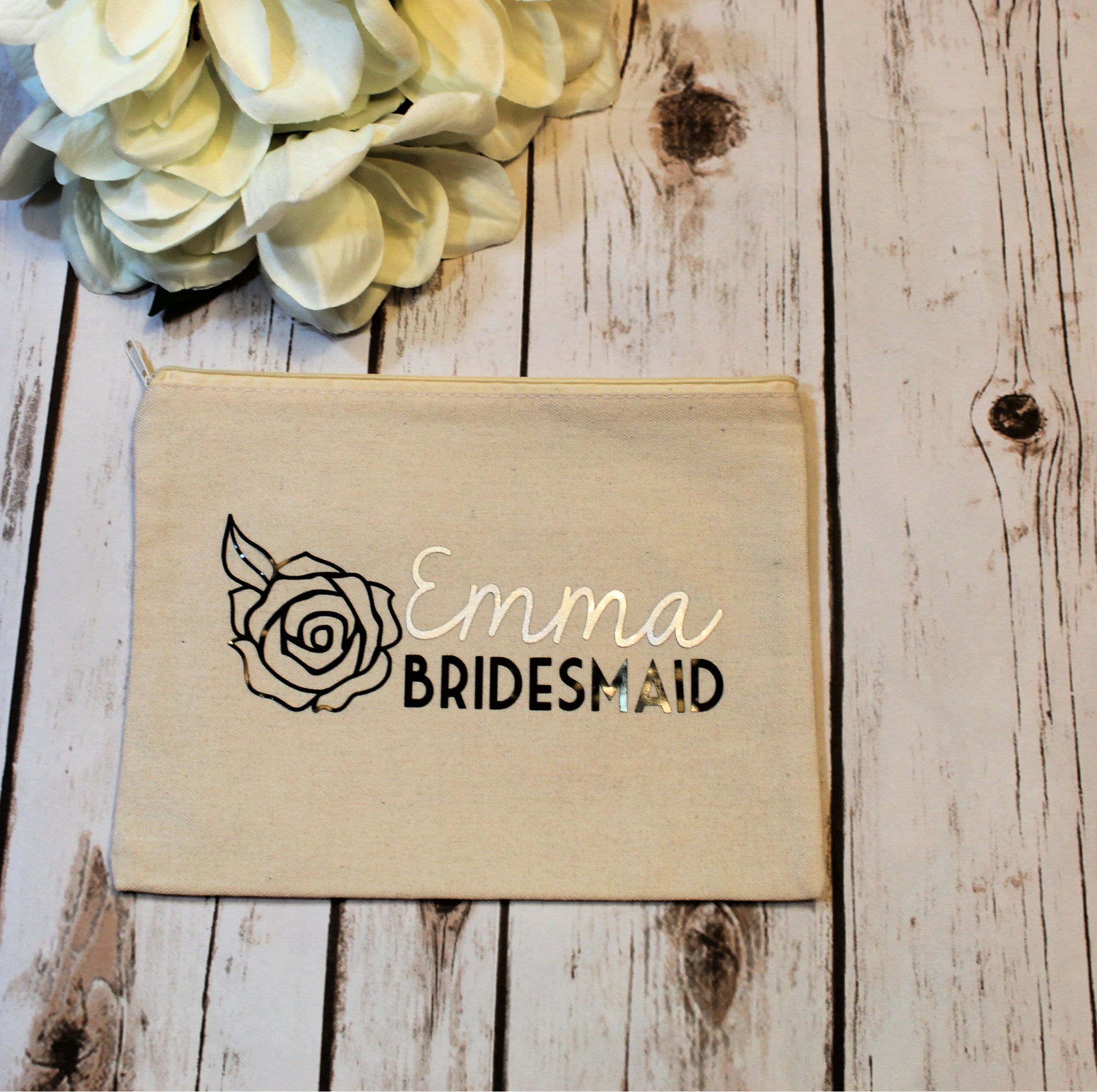 Personalized Bridal Party Cotton Canvas Make Up Bag freeshipping - Be Vocal Designs