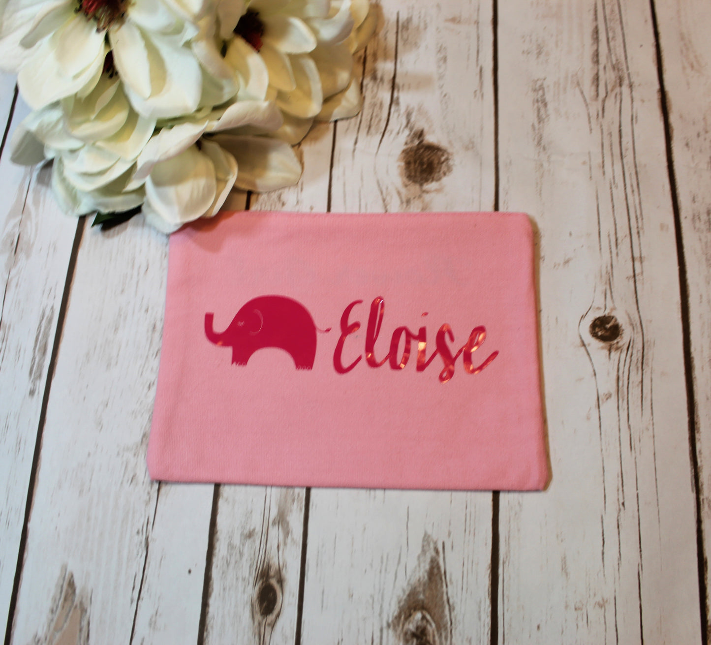 Personalized Elephant Cotton Canvas Make Up Bag freeshipping - Be Vocal Designs