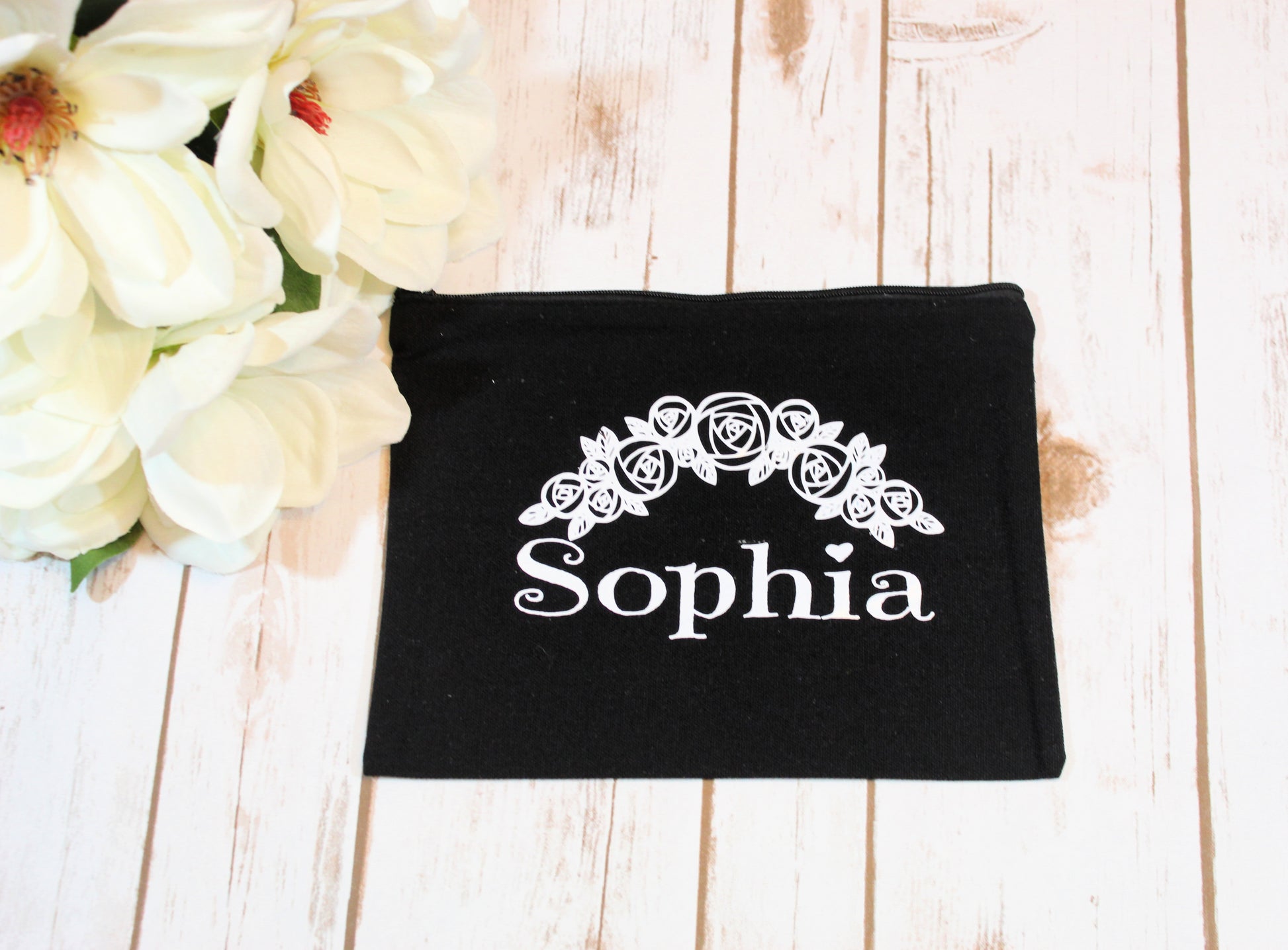 Personalized Floral Cotton Canvas Make Up Bag freeshipping - Be Vocal Designs