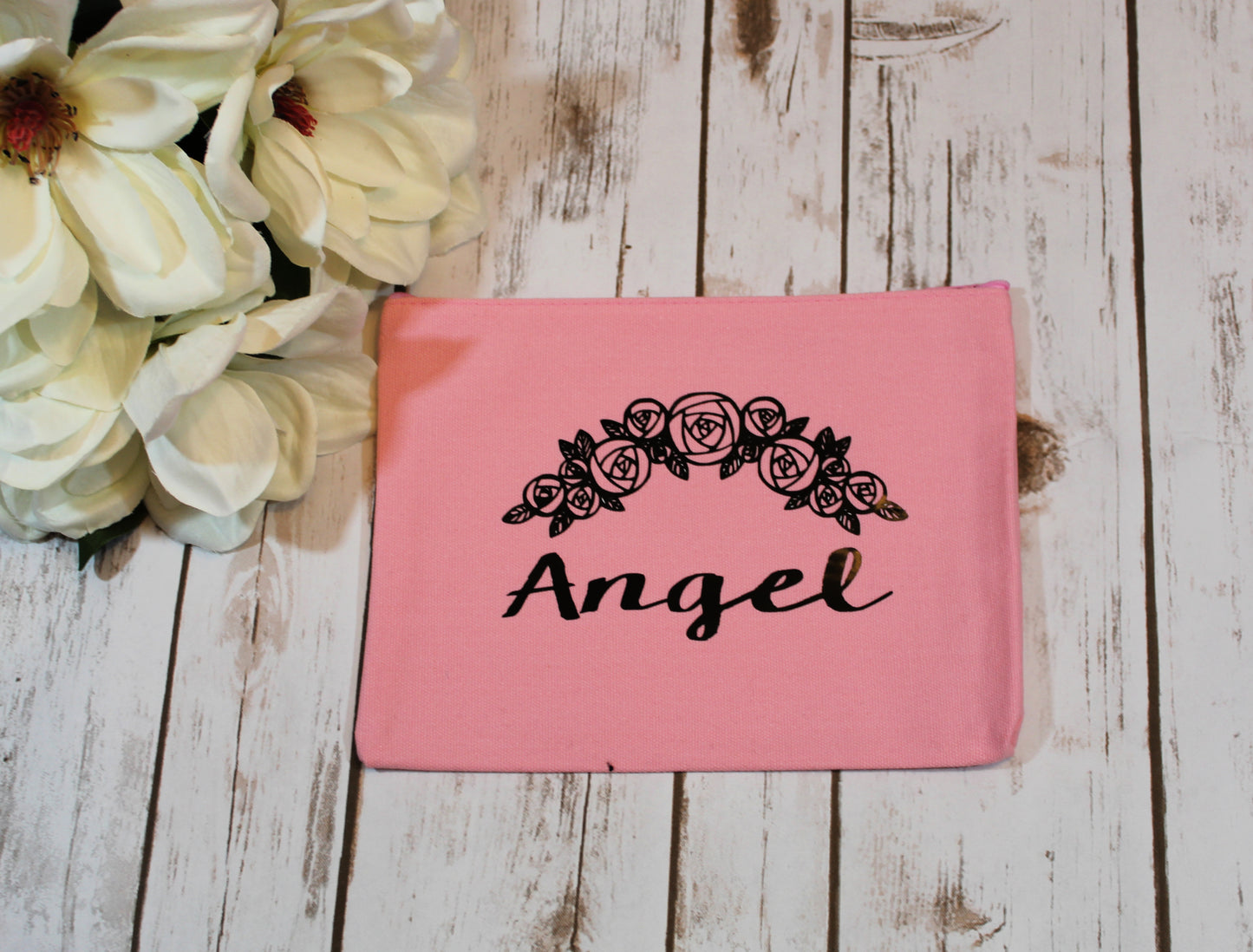 Personalized Floral Cotton Canvas Make Up Bag freeshipping - Be Vocal Designs