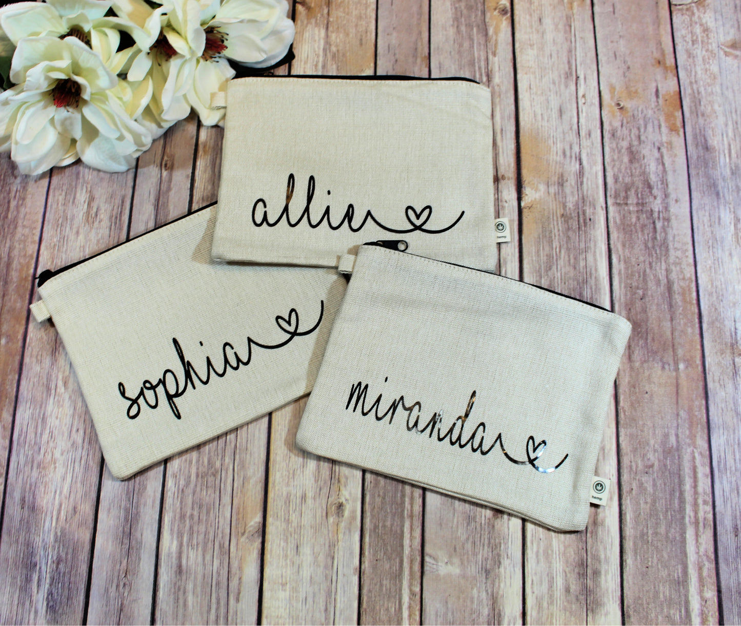 Personalized Hemp Make Up Bag freeshipping - Be Vocal Designs