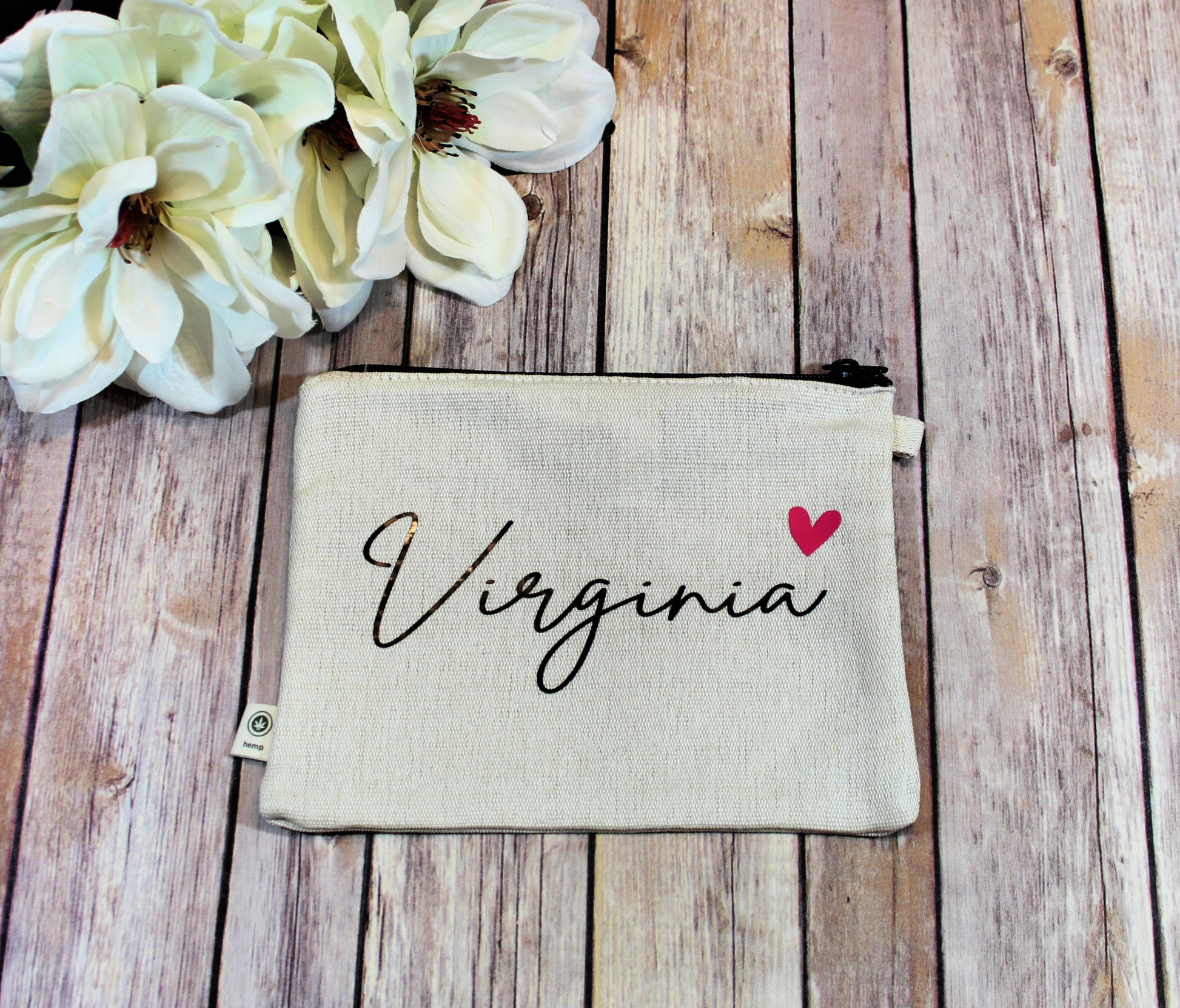 Personalized Hemp Make Up Bag freeshipping - Be Vocal Designs