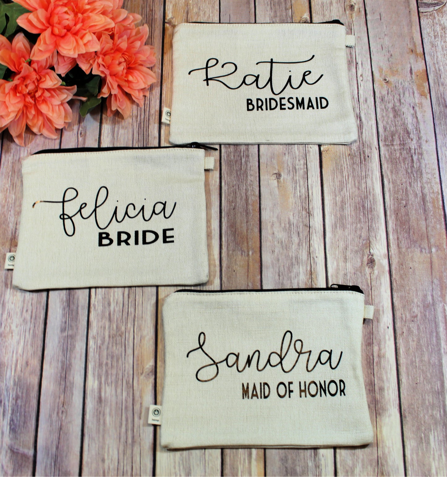 Personalized Bridal Party Hemp Make Up Bag freeshipping - Be Vocal Designs