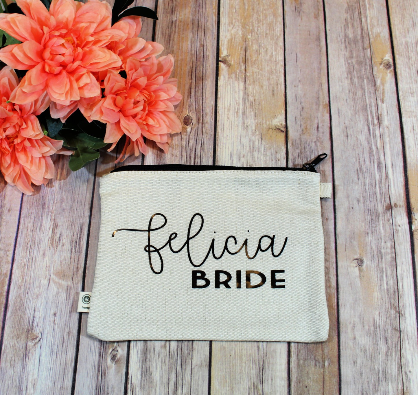 Personalized Bridal Party Hemp Make Up Bag freeshipping - Be Vocal Designs