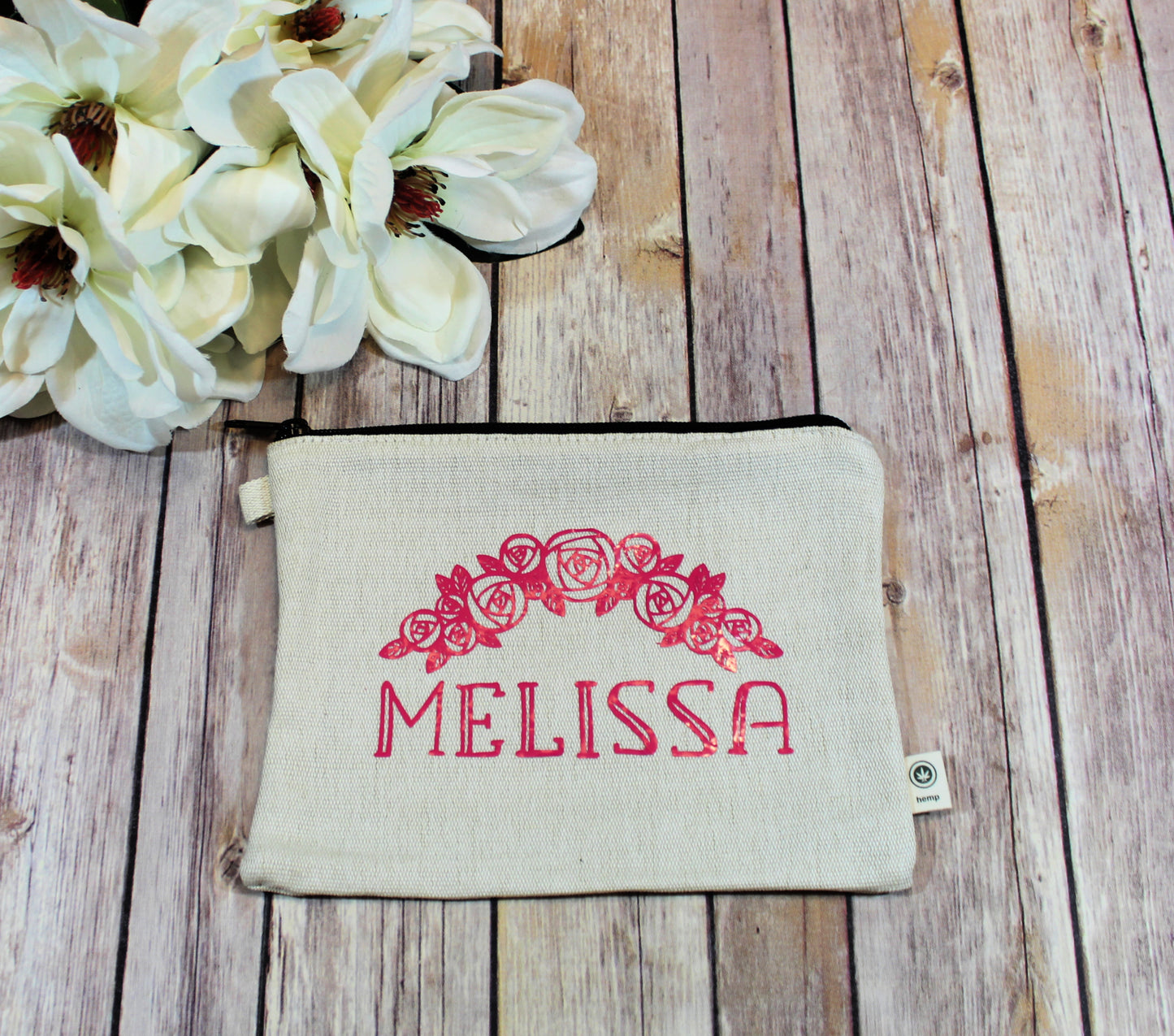 Personalized Floral Hemp Make Up Bag freeshipping - Be Vocal Designs