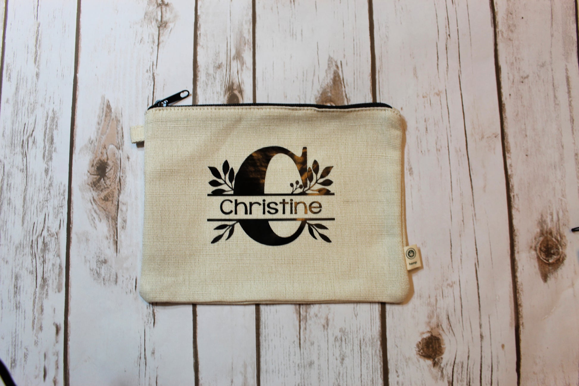 Personalized Split Letter Hemp Make Up Bag freeshipping - Be Vocal Designs