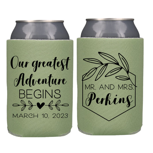 Our Greatest Adventure Begins Screen Printed Can Cooler