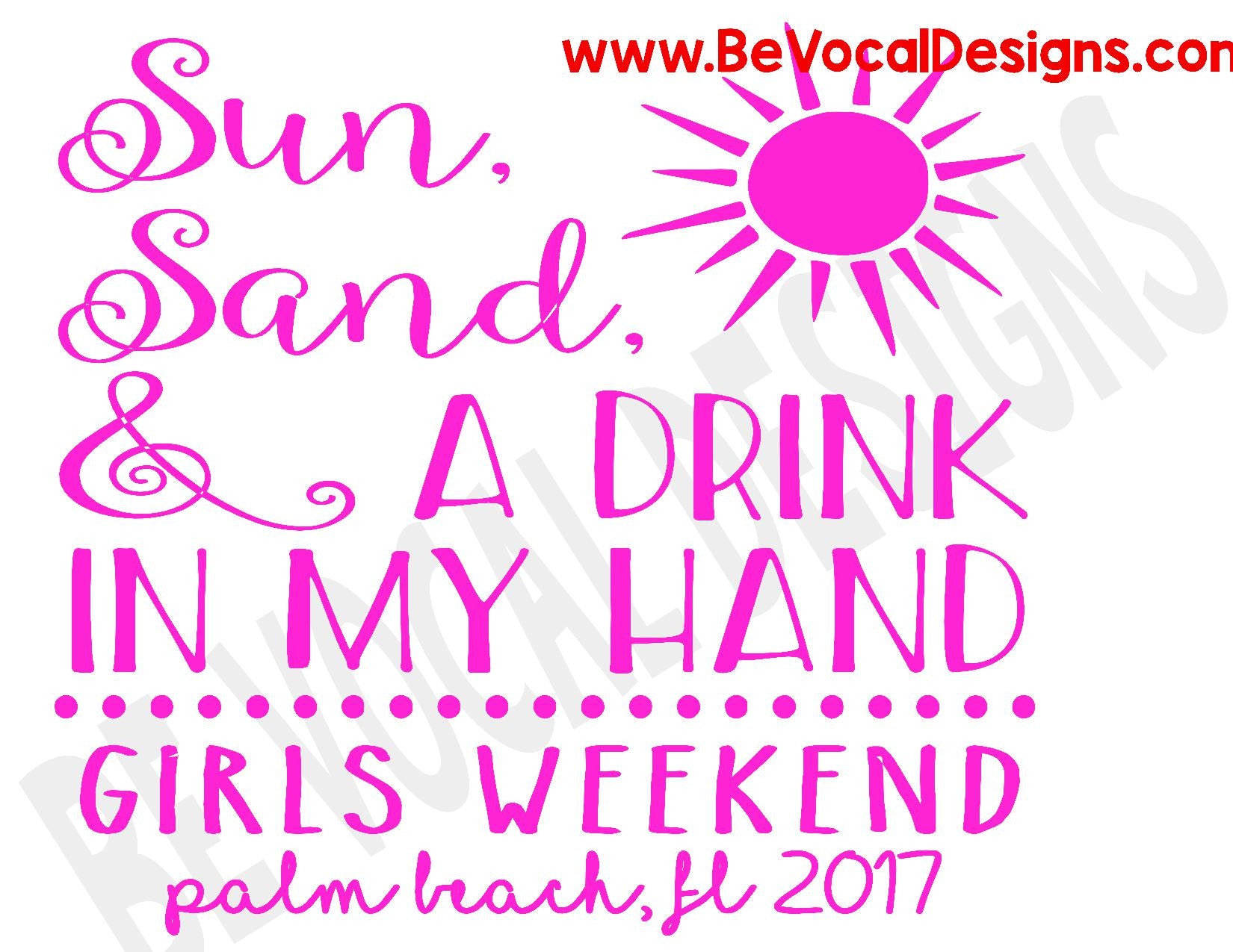 Sun Sand and a Drink in My Hand Flowy Racerback Screen Printed Tank - Be Vocal Designs