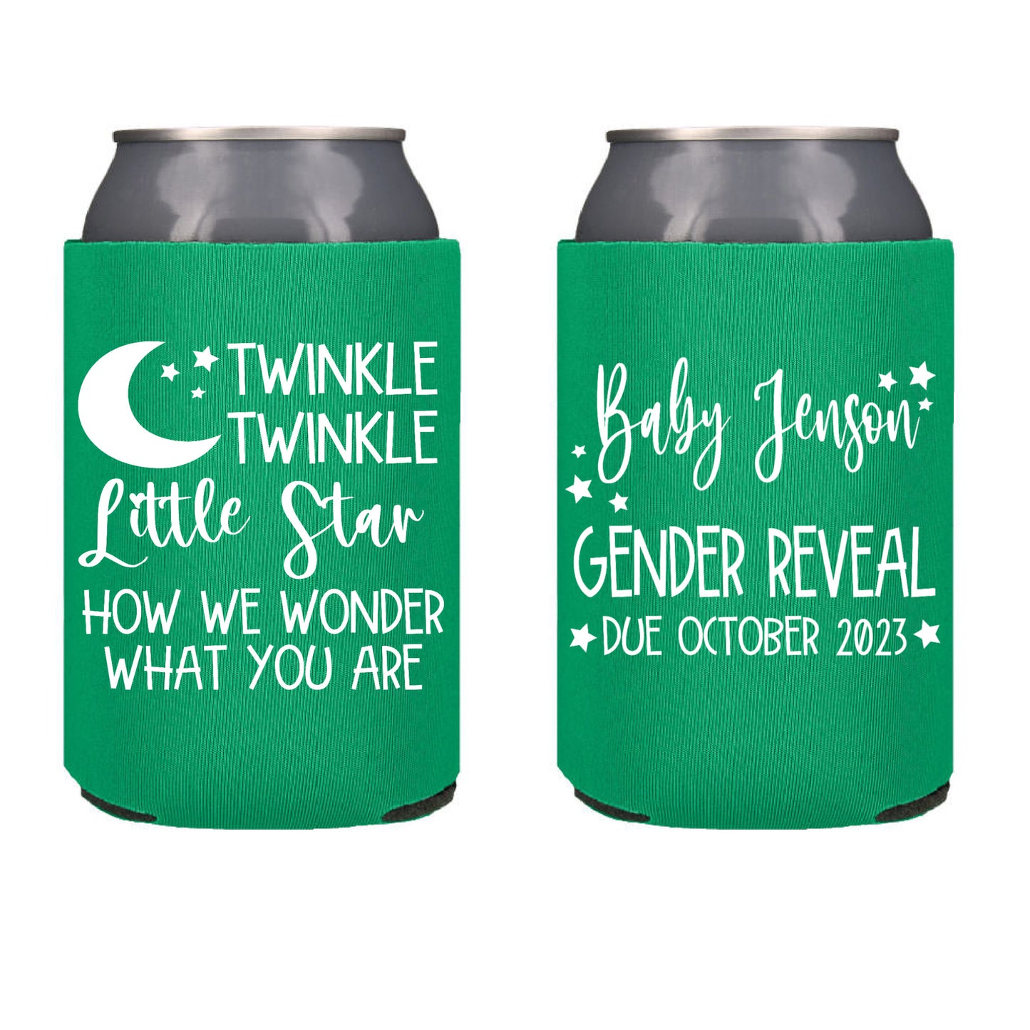 Twinkle Twinkle Little Star Baby Shower Party Favor Screen Printed Can Cooler