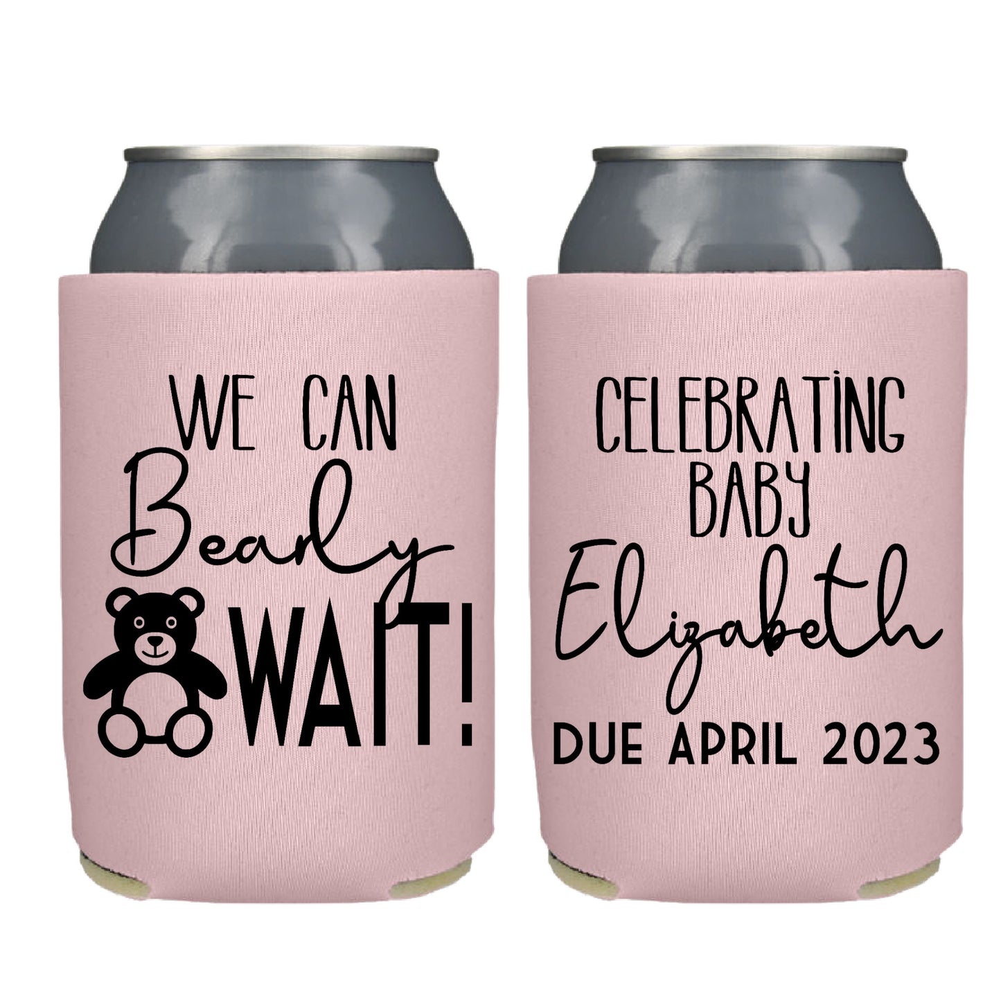 We Can Bearly Wait Baby Shower Favor Screen Printed Can Cooler